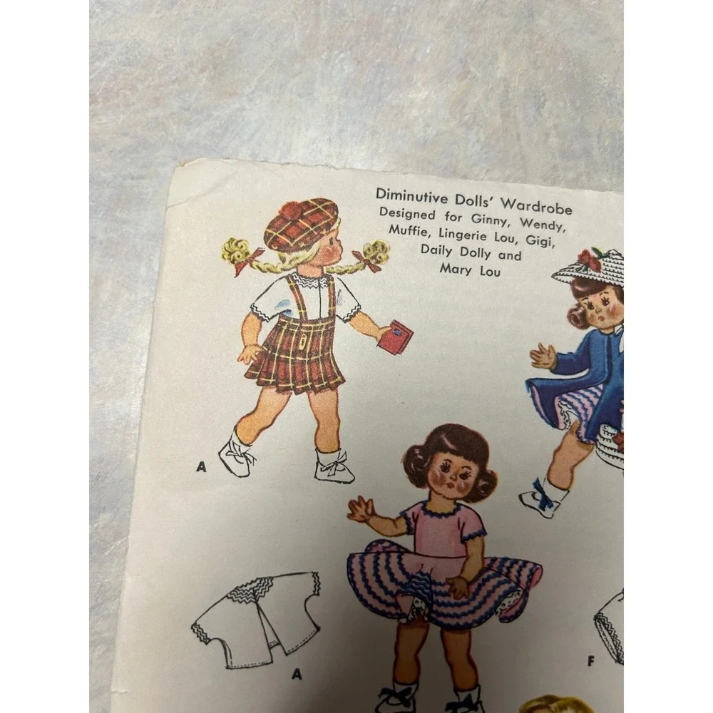 Vintage 1954 McCalls Pattern #1898 Doll Wardrobe 7-8